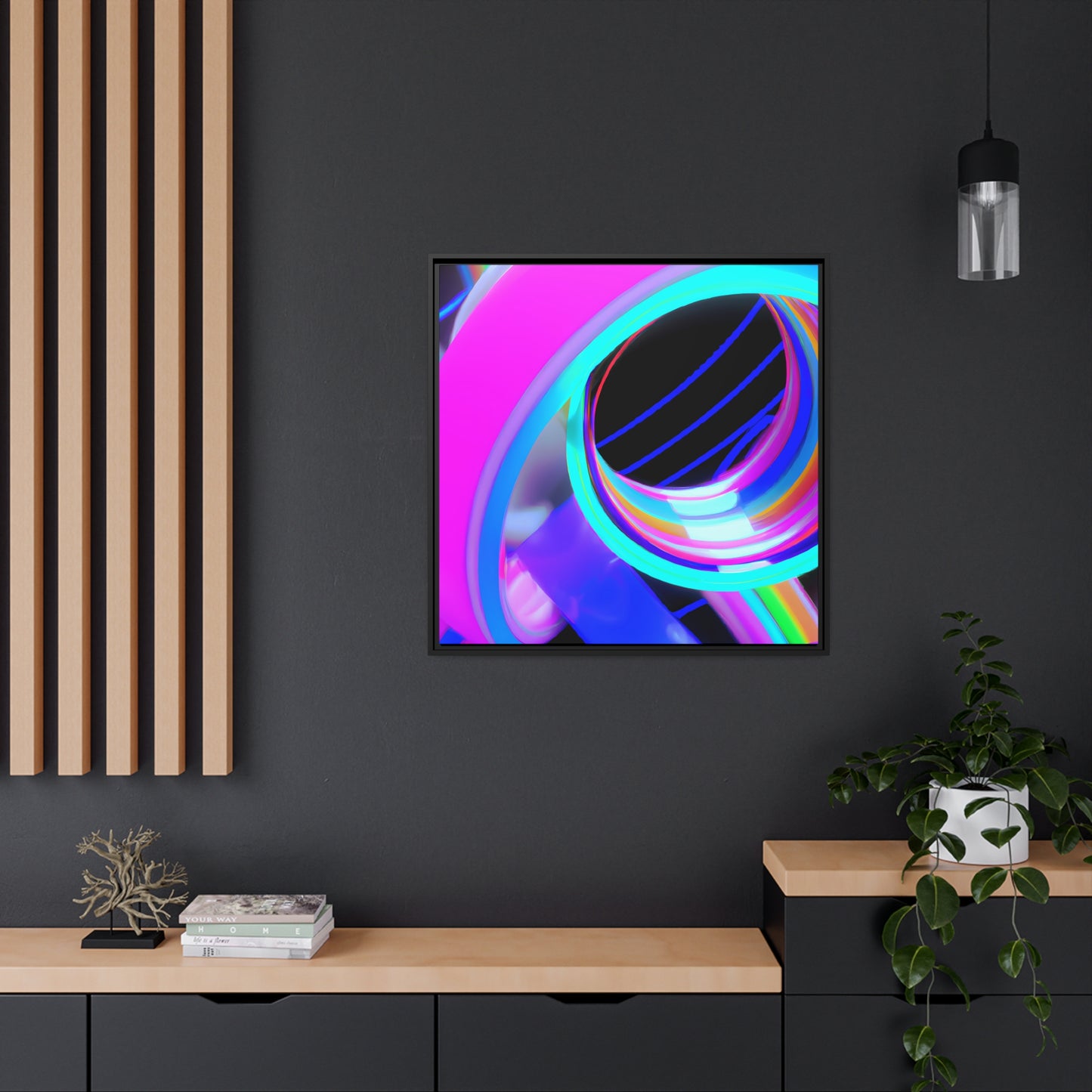 Neon Nexus 13 - on Framed Canvas